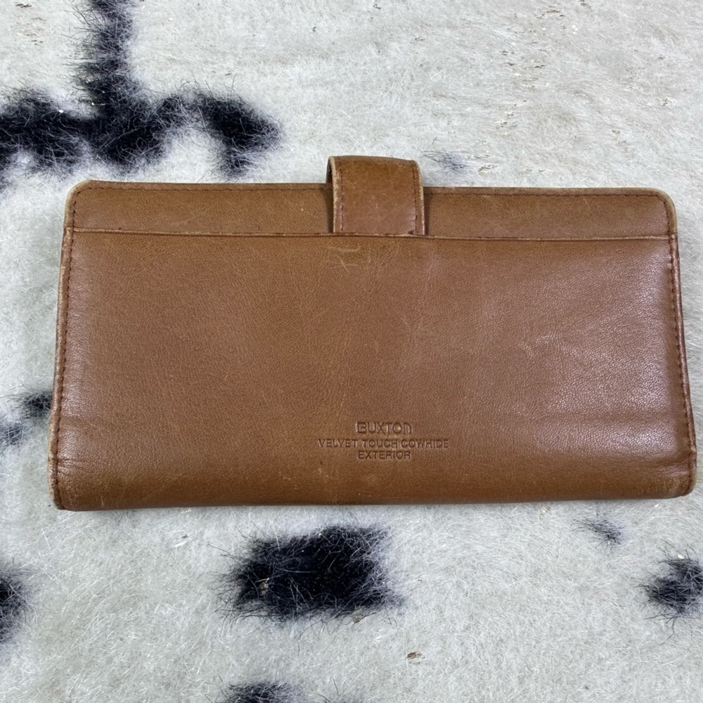 Button Women’s Vintage Brown Cowhide Leather Wallet